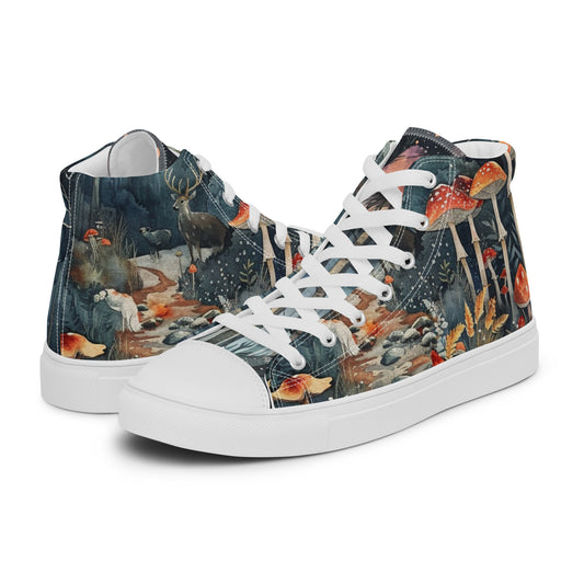 Celestial Mushroom Forest Women's High Top Chucks Canvas Shoes