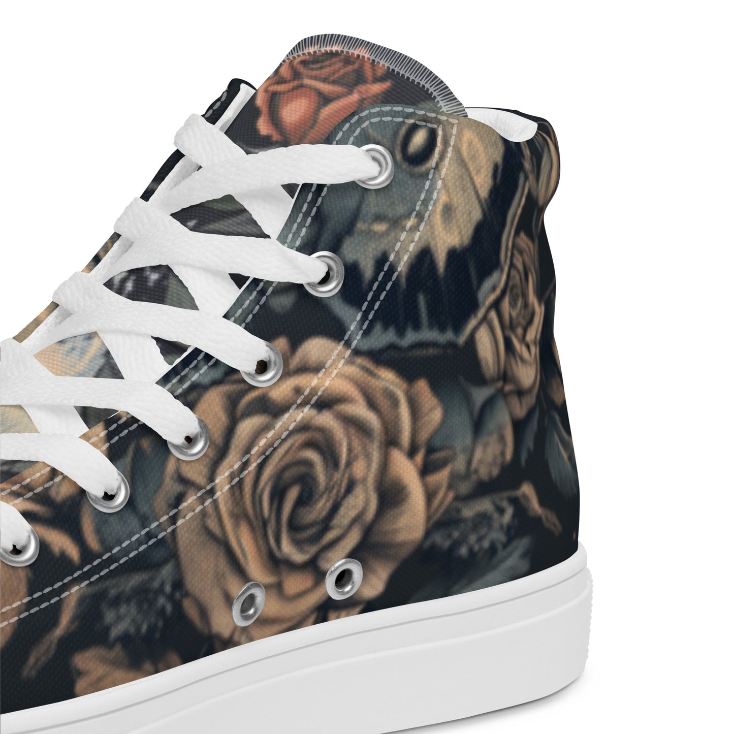 Dark Lunar Moth Floral Women’s High Top Canvas Chuck Shoes