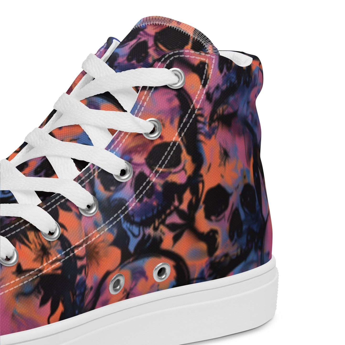 Graffiti Watercolor Floral Skulls Women’s High Top Canvas Chuck Shoes