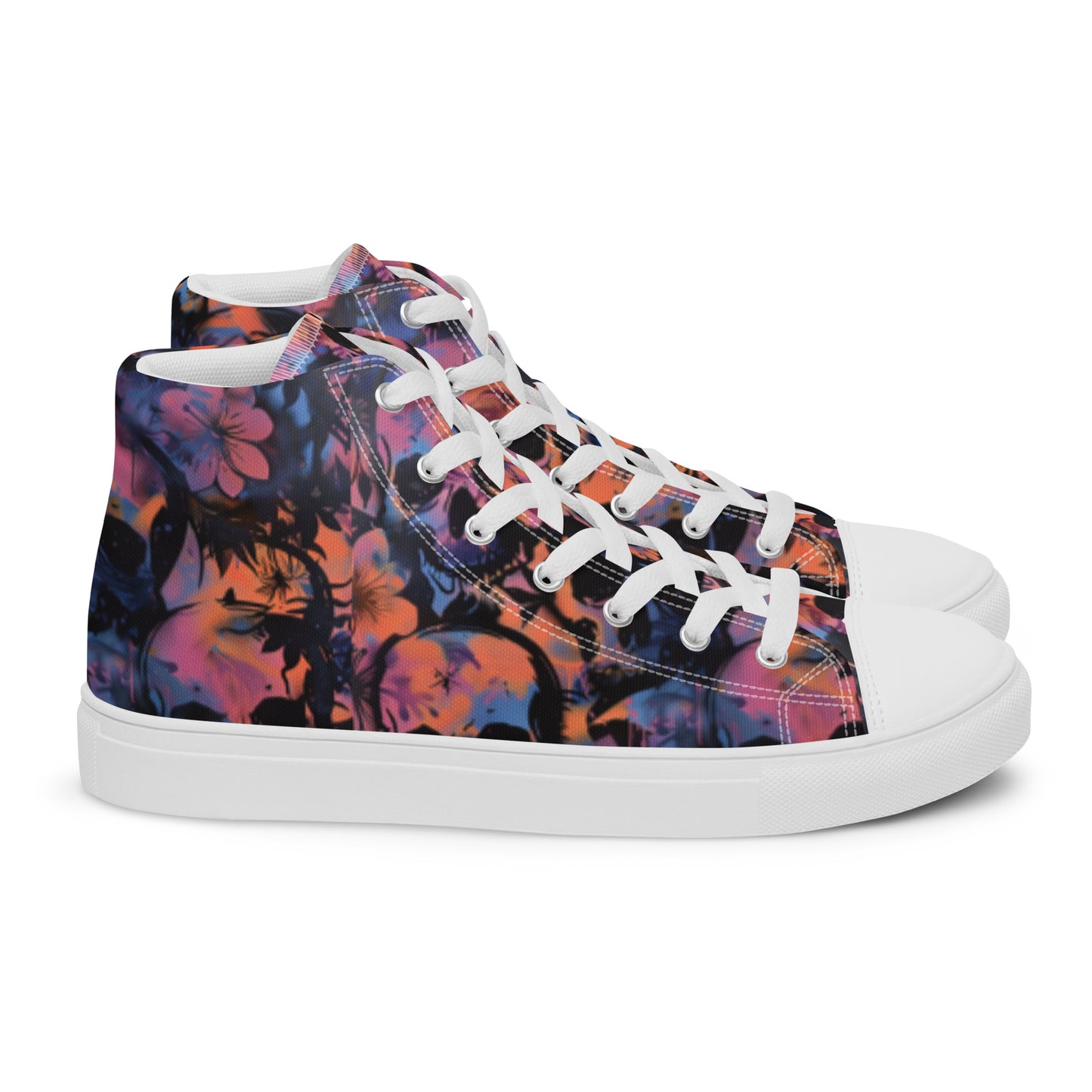 Graffiti Watercolor Floral Skulls Women’s High Top Canvas Chuck Shoes