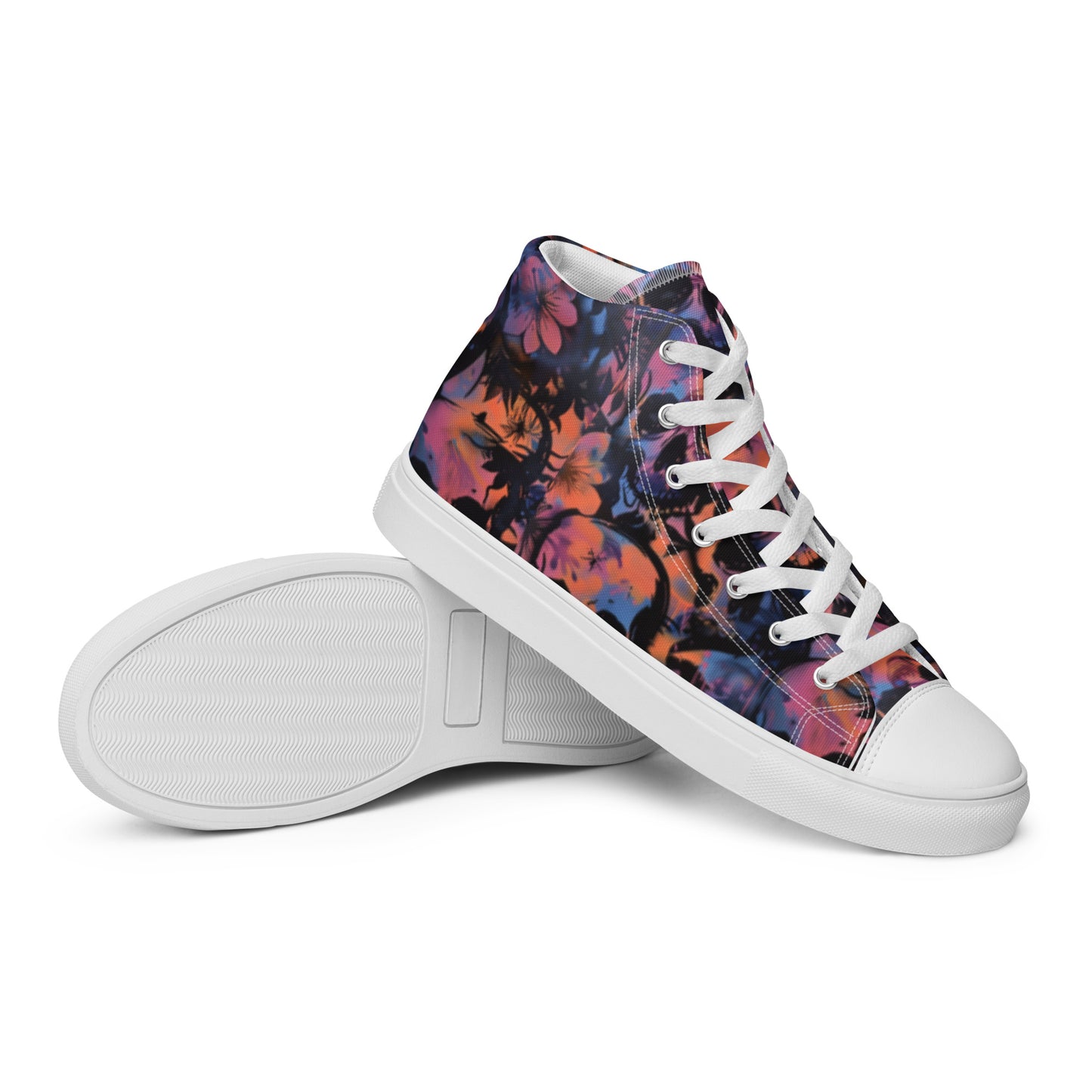 Graffiti Watercolor Floral Skulls Women’s High Top Canvas Chuck Shoes