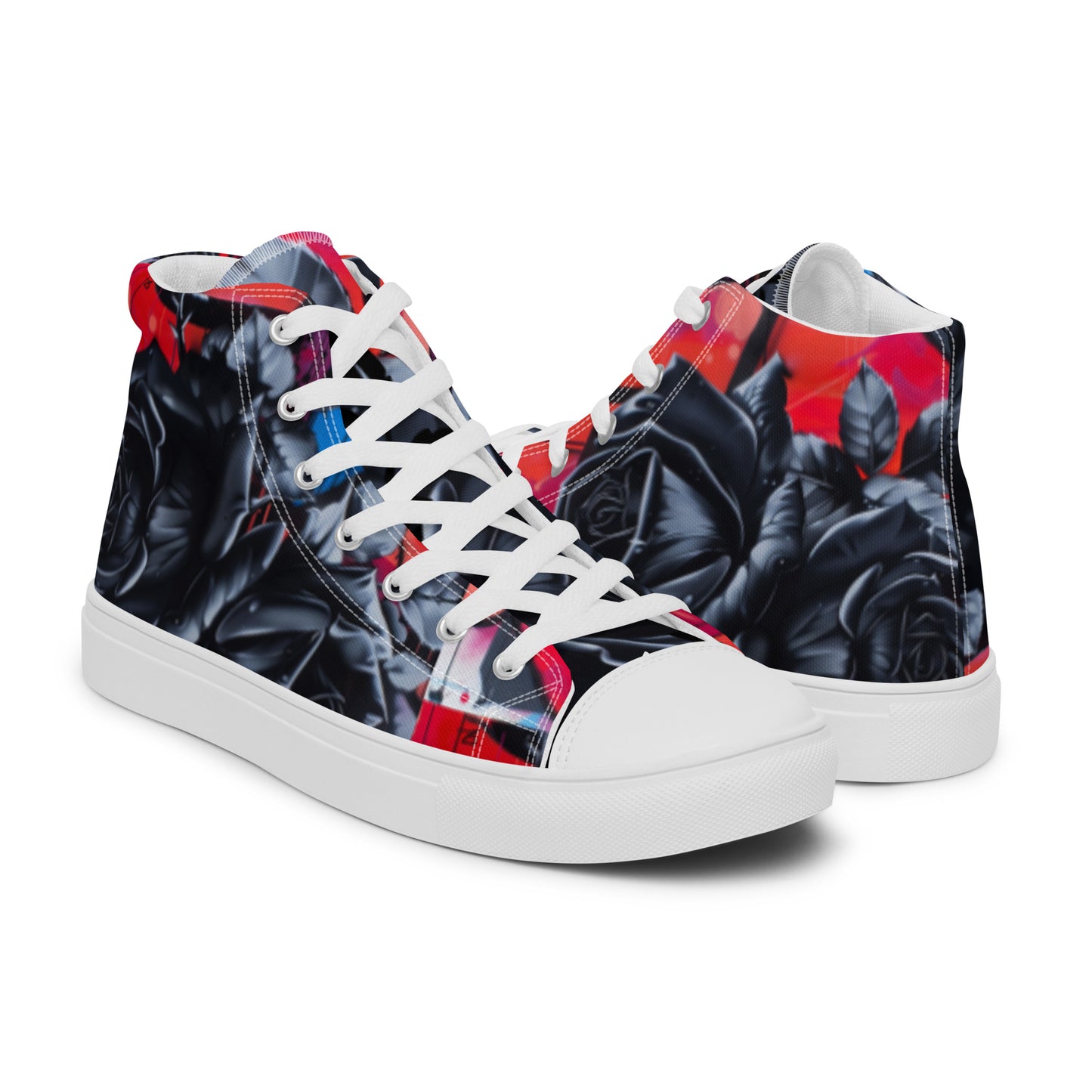 Black Rose Graffiti Women’s High Top Chucks Canvas Shoes