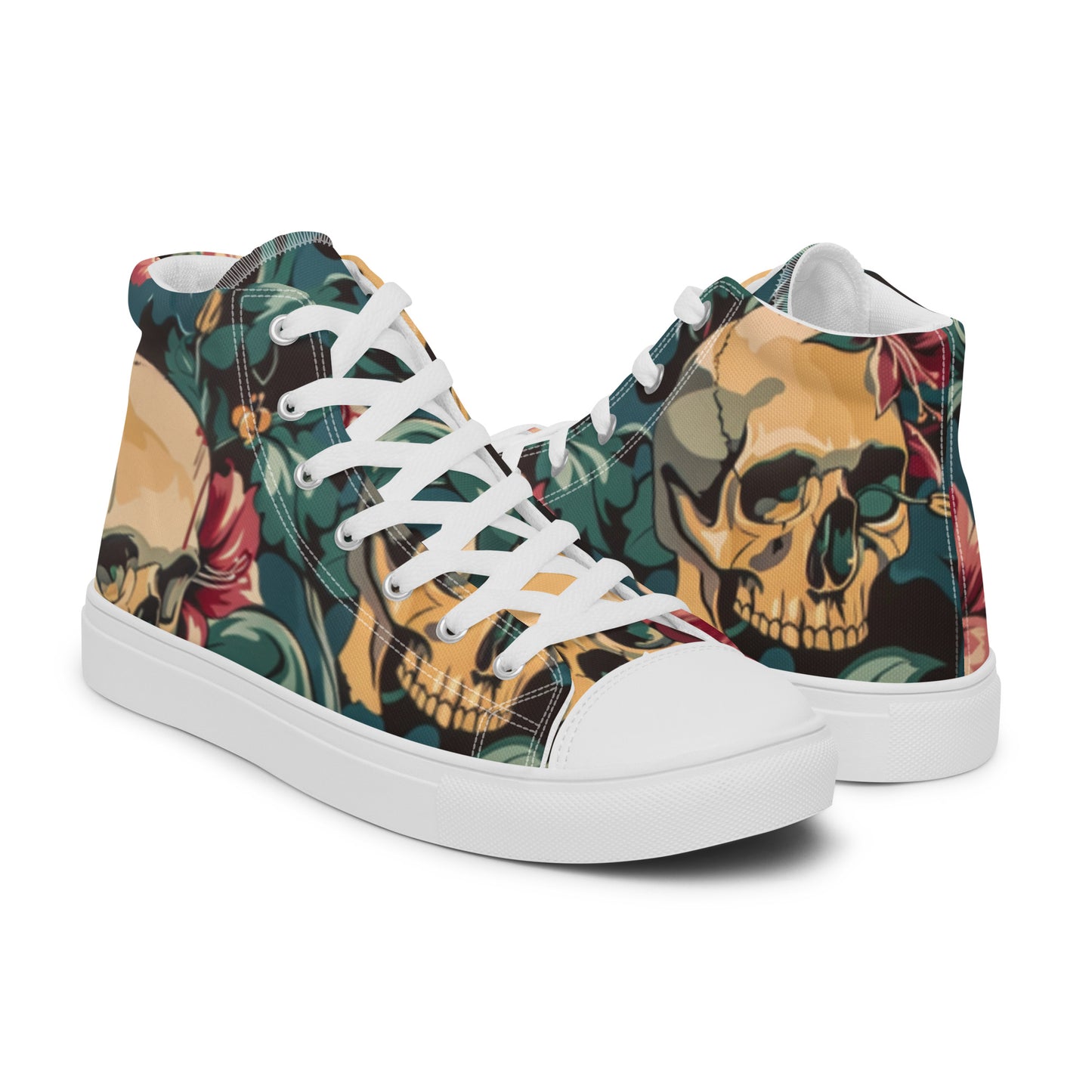 Decorative Floral Skulls Women’s High Top Canvas Chuck Shoes