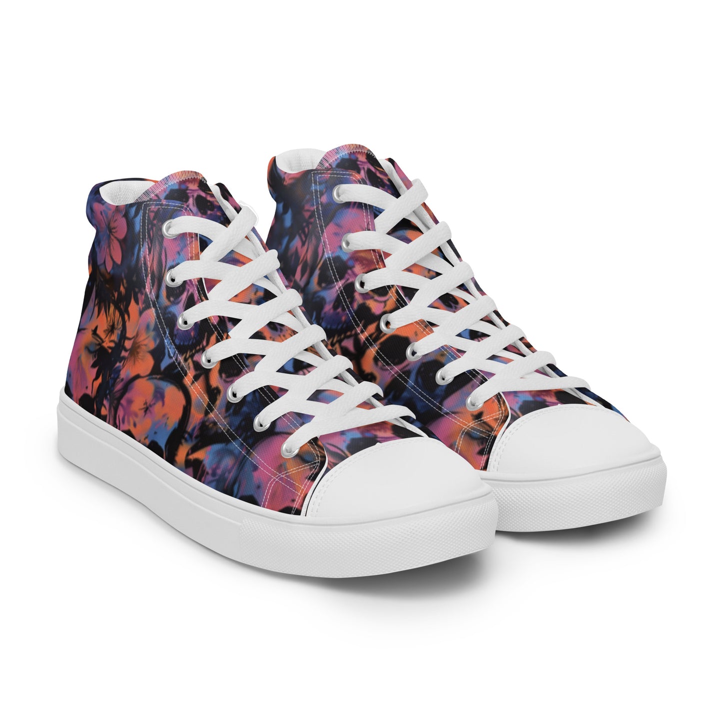 Graffiti Watercolor Floral Skulls Women’s High Top Canvas Chuck Shoes