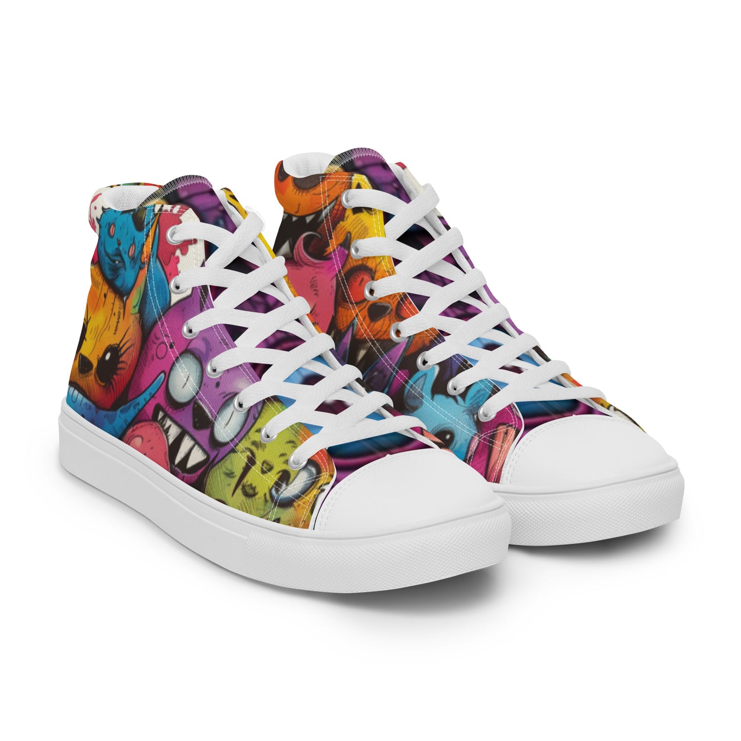 Nightmare Monsters Graffiti Doodle Women’s High Top Canvas Shoes