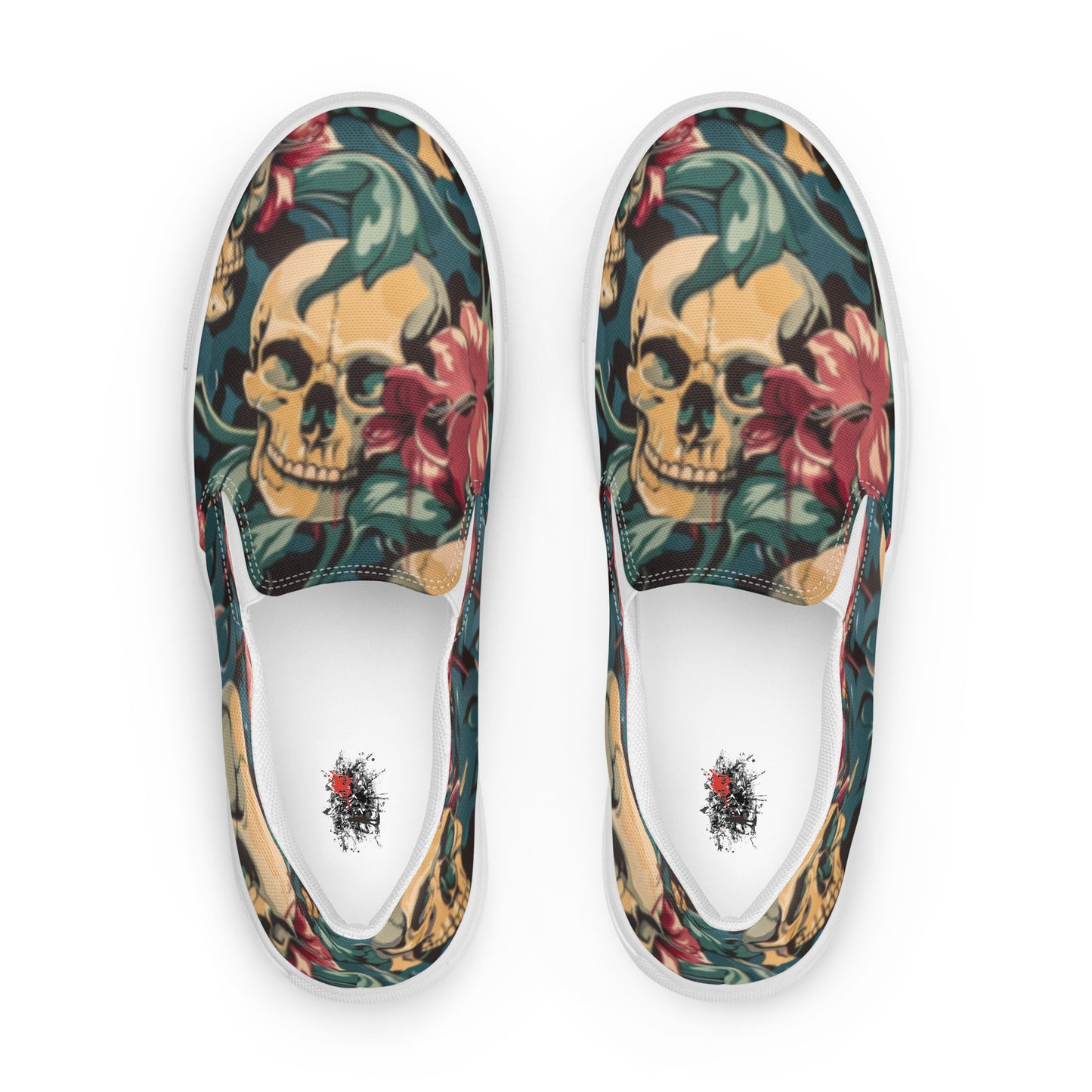 Decorative Floral Skulls Women’s Slip On Canvas Shoes